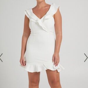 White ruffle mini dress